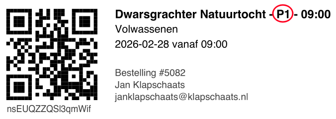 Qrcode blok op het eticket